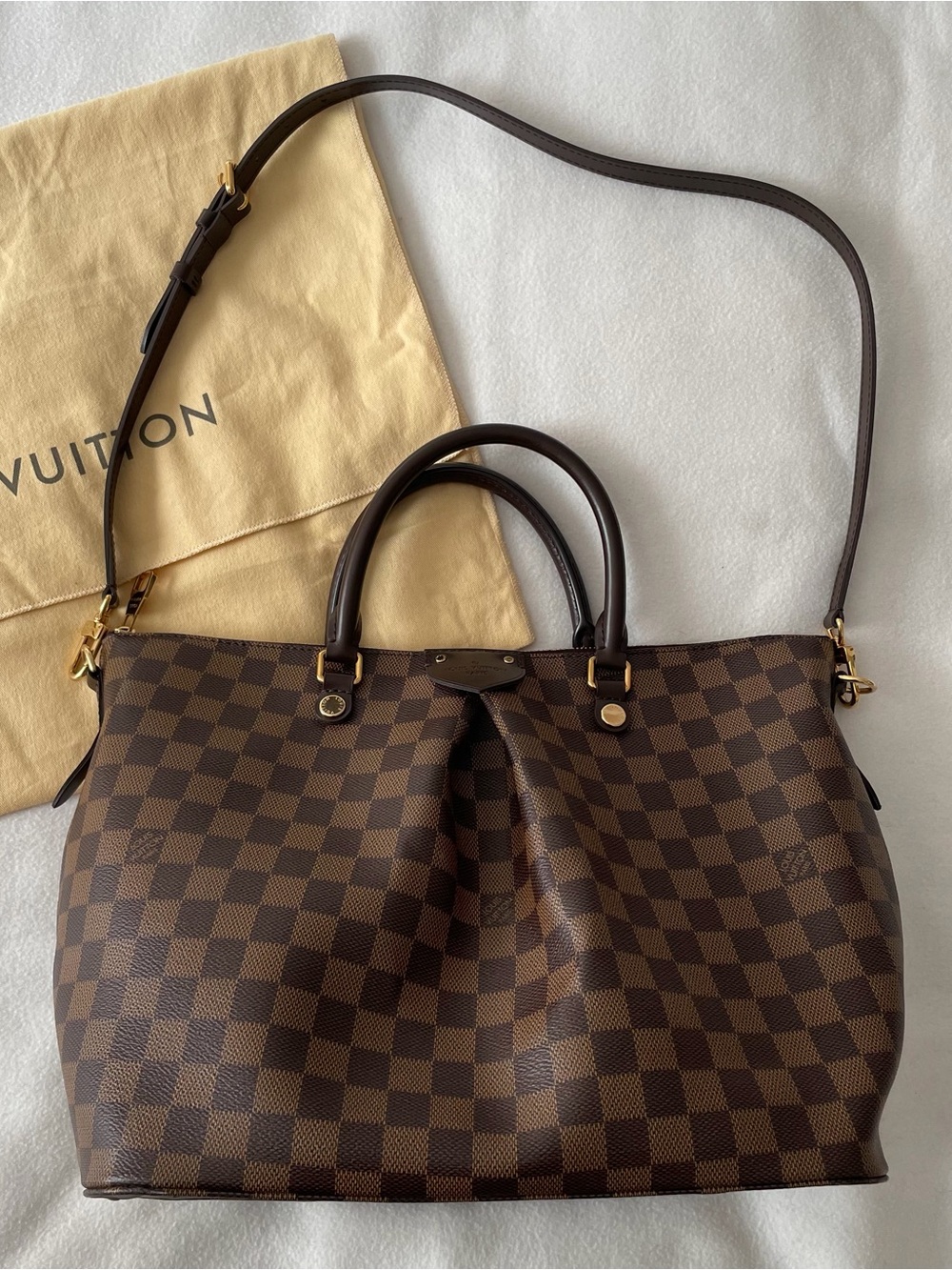 AUTHENTIC Louis Vuitton Siena GM Damier Ebene Canvas Tote